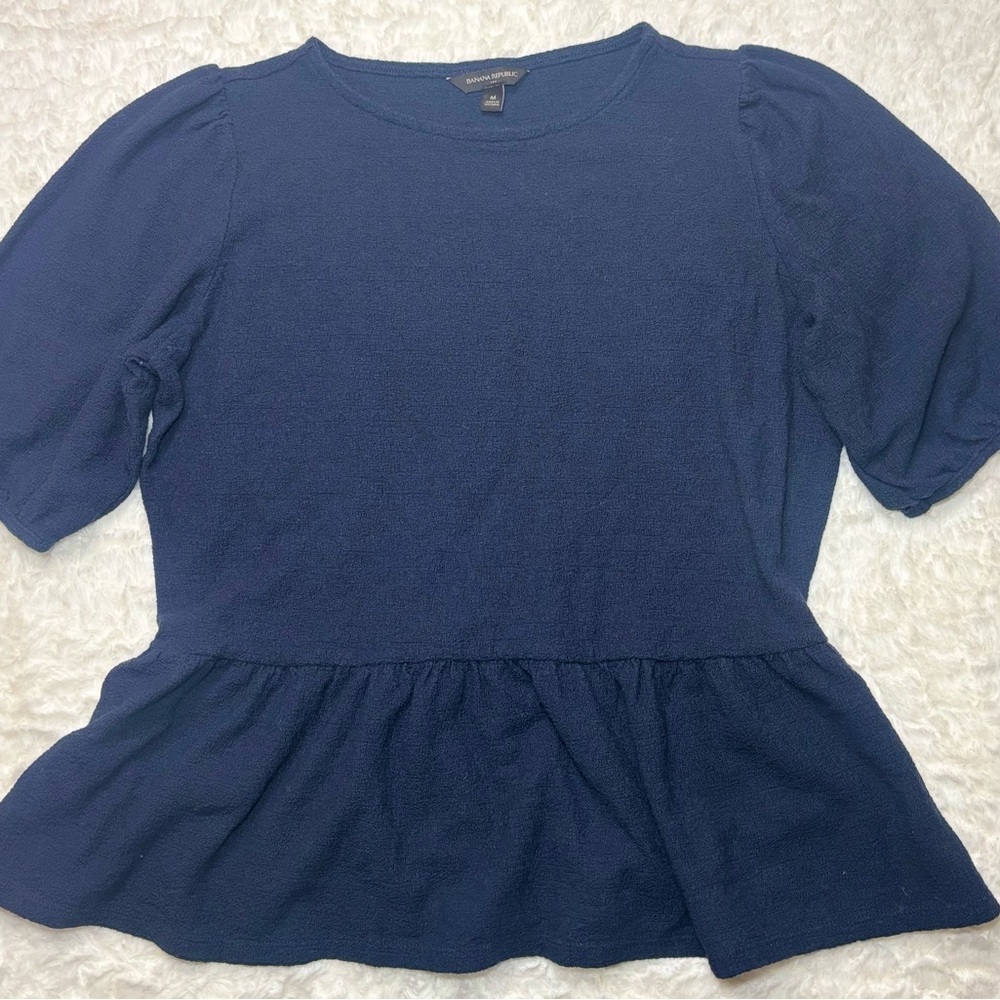 Banana Republic Navy Peplum Blouse